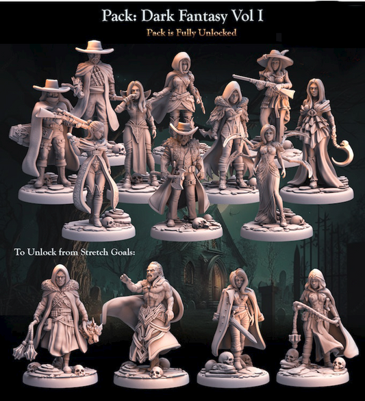 Ansicht aller Miniaturen aus dem Dark Fantasy Vol I Set