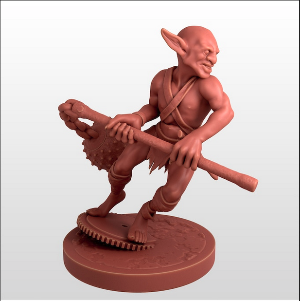 Miniatur Goblin mit Zweihänder Morgenstern