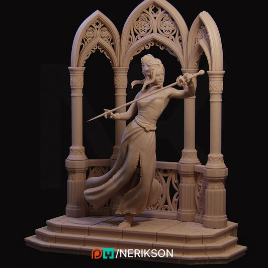 Miniatur Luna the Moonlight Fencer als Diorama mit Säulenbögen